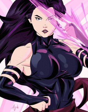 An illustration of Psylocke from DC Comics by TaurusVibez