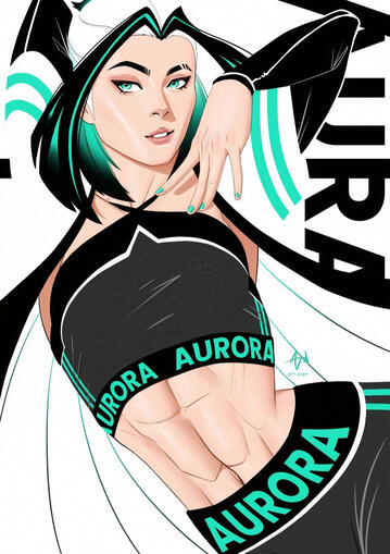 An illustration of Aurora in an athleisure outfit, original character by TaurusVibez